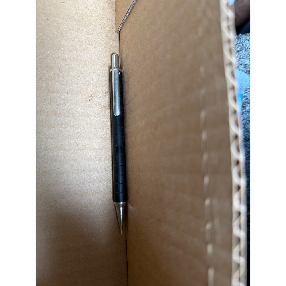 Matte Black Metal Mechanical Drafting Pencil Chrome Accents Textured Grip